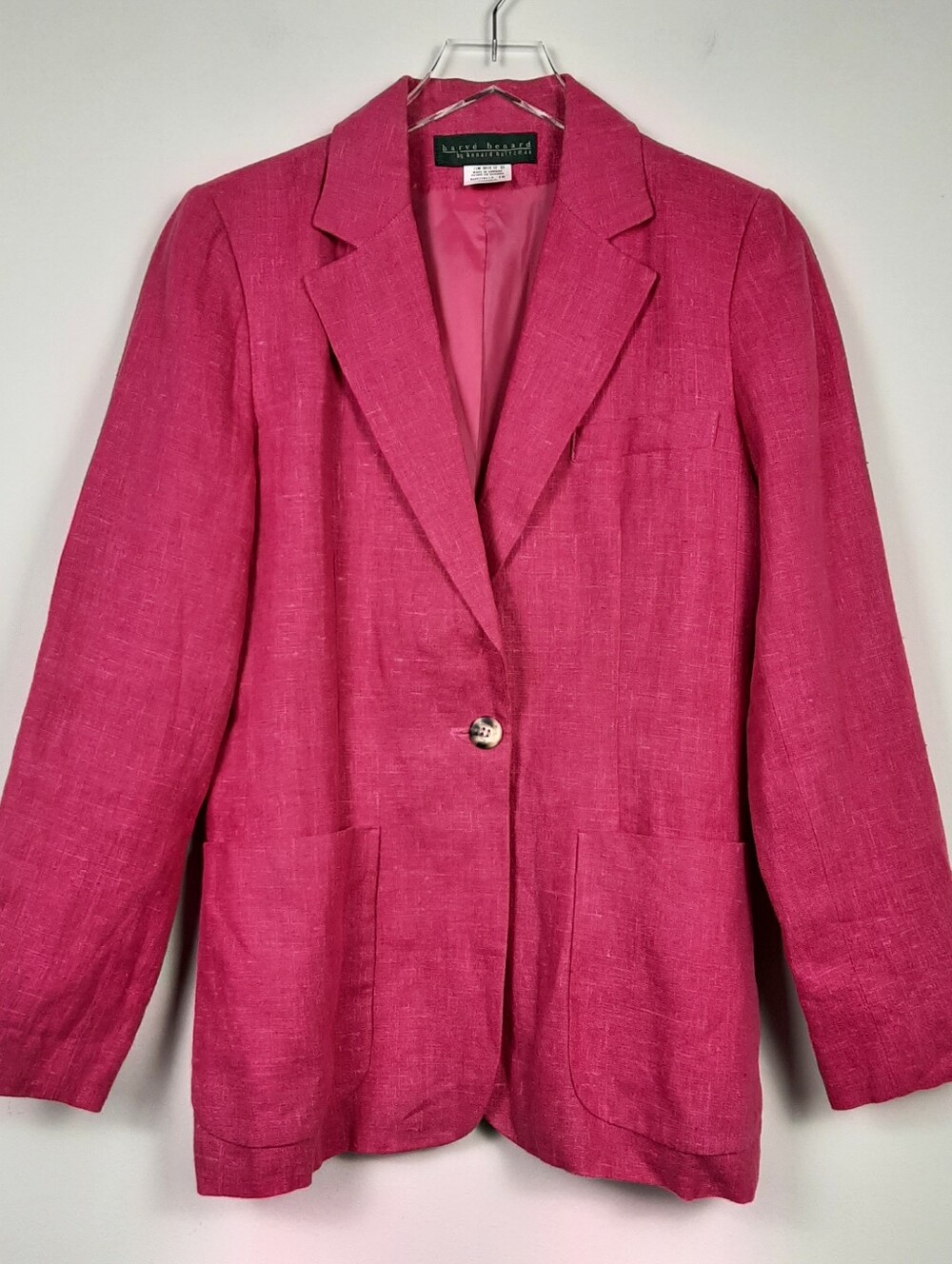 Harve Benard By Bernard Holzman 100% Linen Blazer Pink Fuchsia Size 10